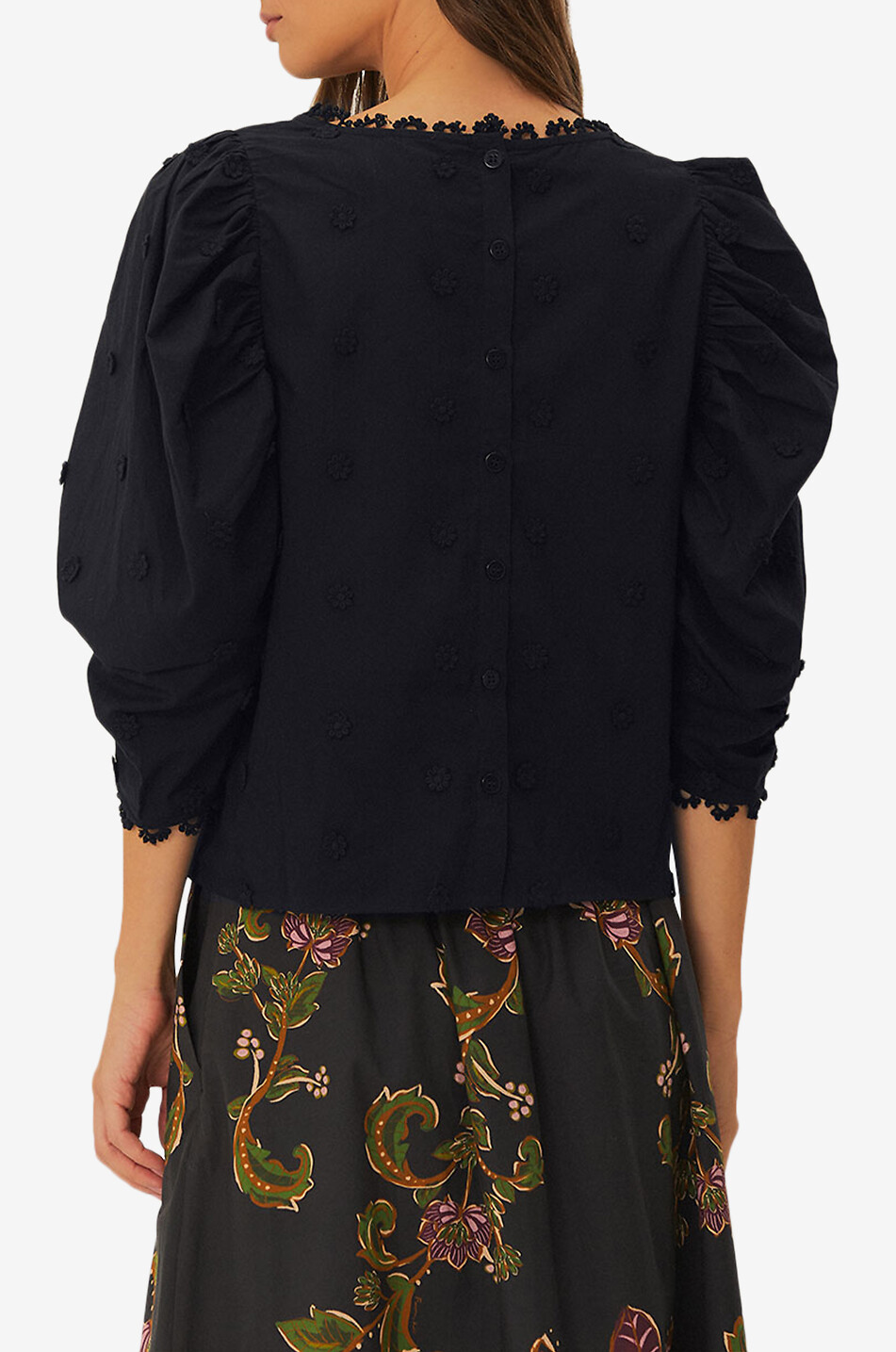 3D flowers cotton blouse