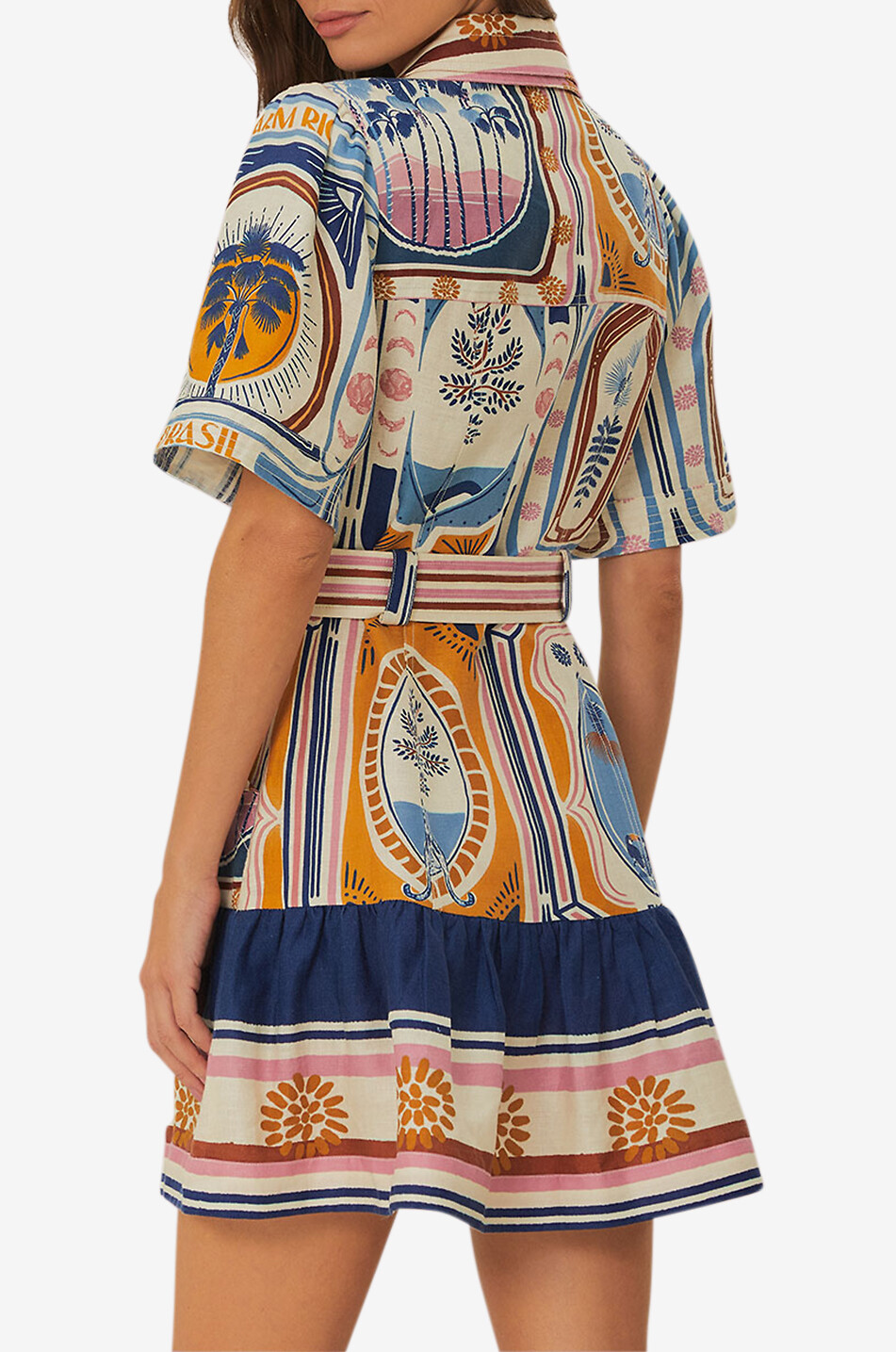 FARM RIO Cerrado Stamps linen mini dress Women MULTI COLOURED 4