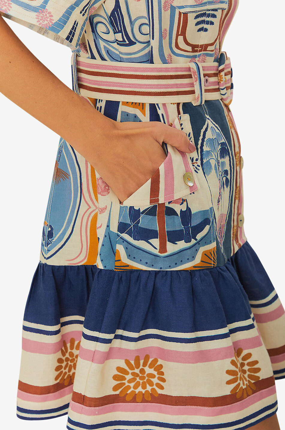FARM RIO Cerrado Stamps linen mini dress Women MULTI COLOURED 6