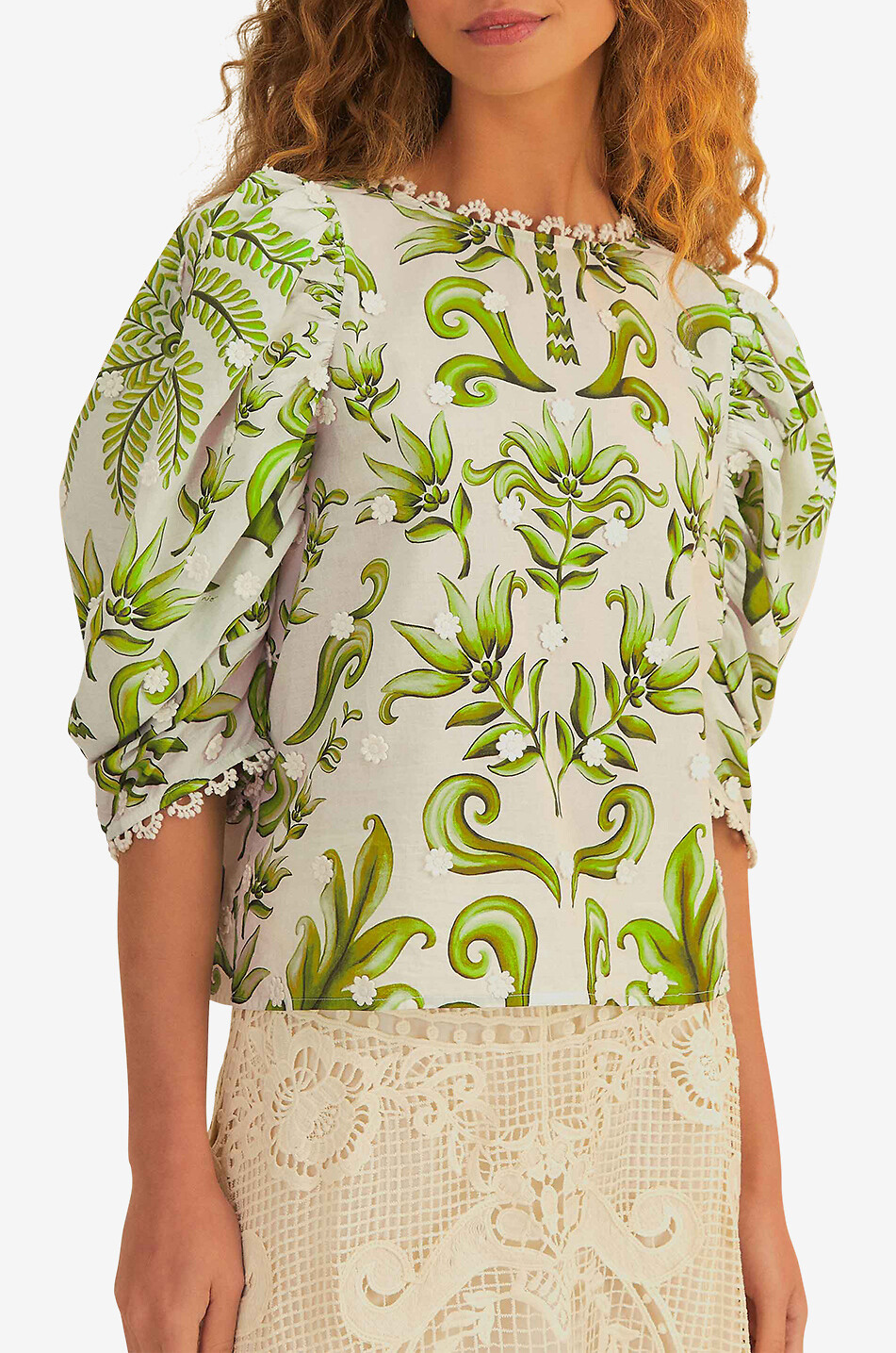 Milani cotton three-quarter sleeve blouse