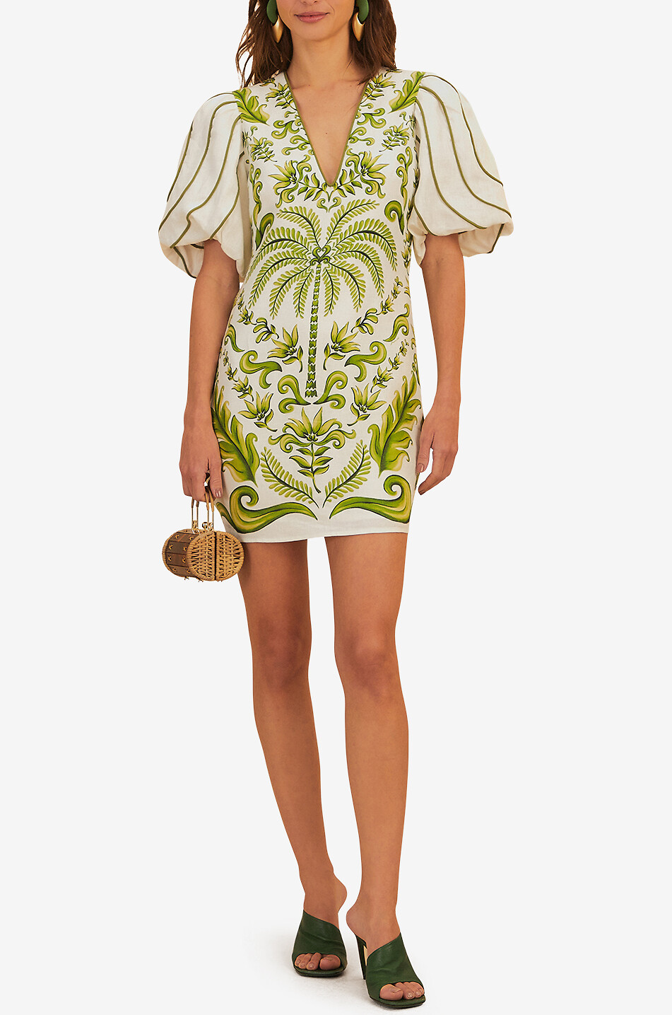 FARM RIO Milani printed linen mini dress Women GREEN 3