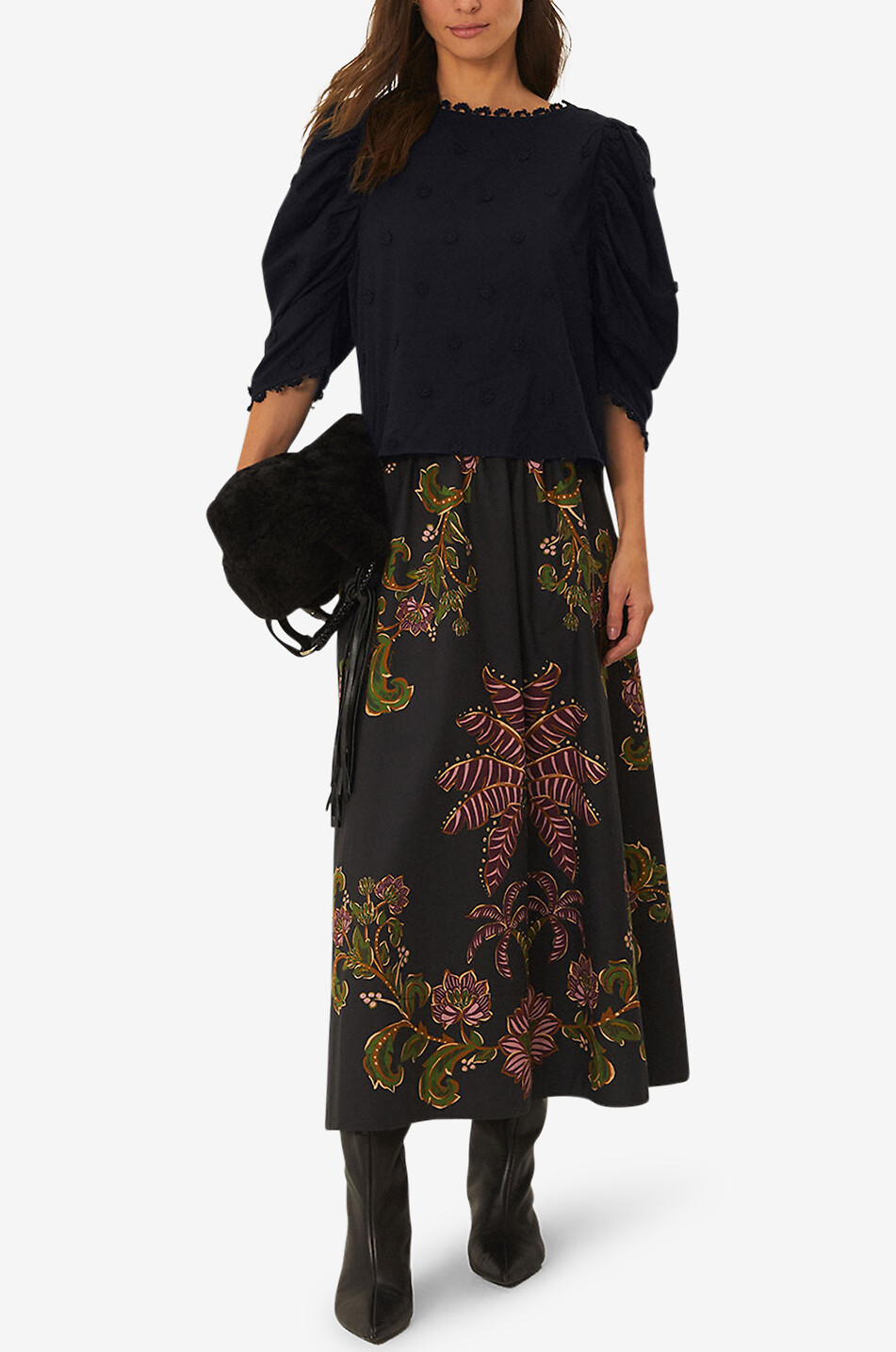 3D flowers cotton blouse
