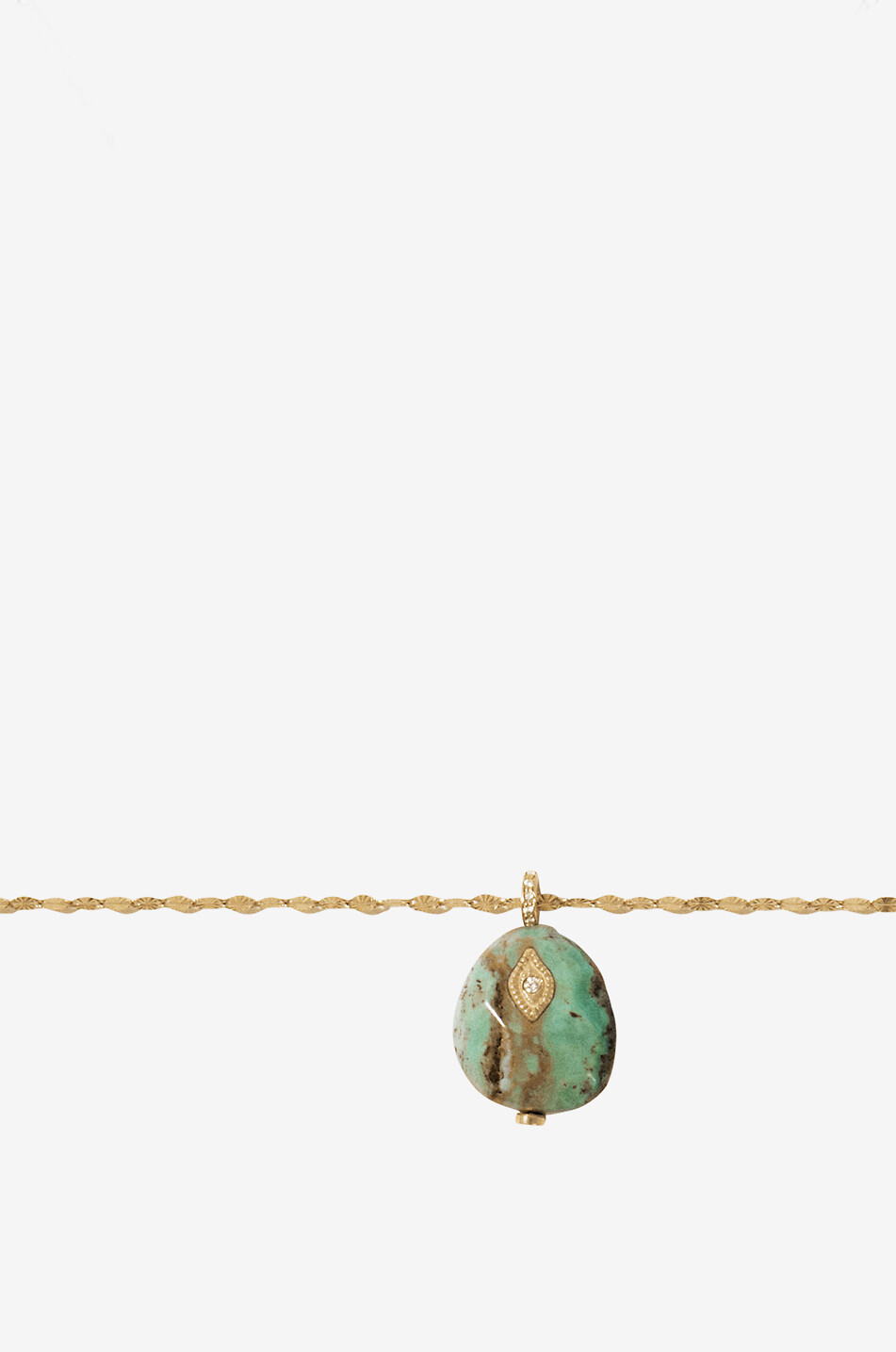 Collier en or jaune orné de turquoise et de diamant Arles