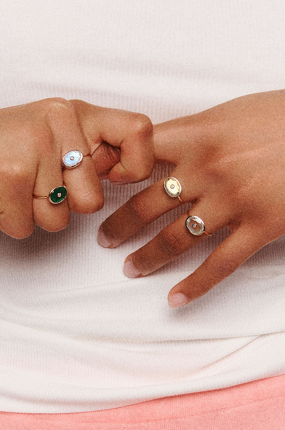 PASCALE MONVOISIN Orso yellow gold ring with moonstone and diamond Women WHITE 3