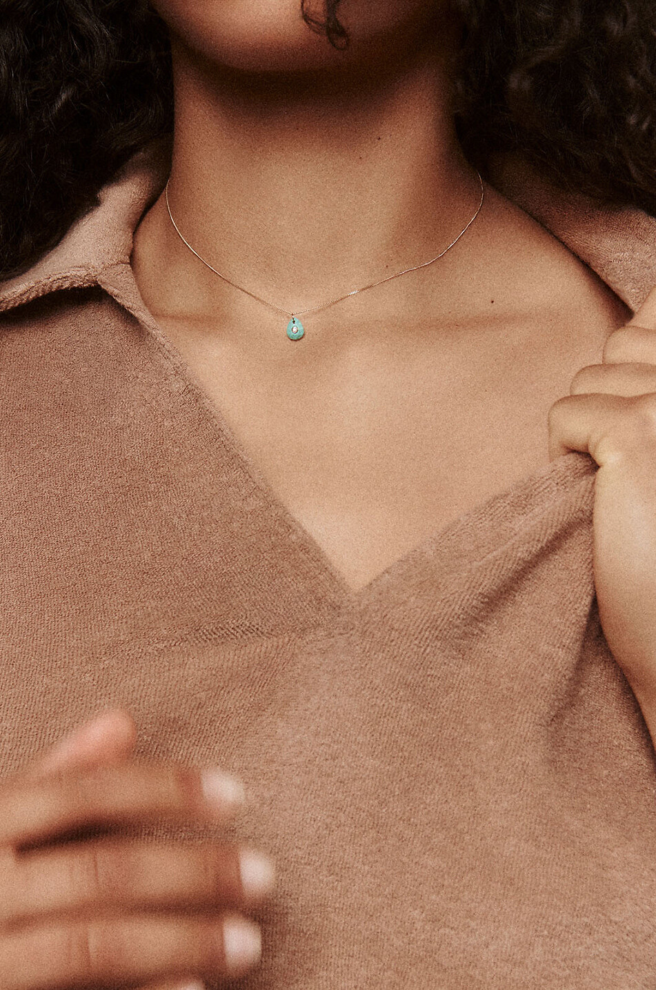PASCALE MONVOISIN Orso turquoise and diamond yellow gold choker necklace Women BLUE 2