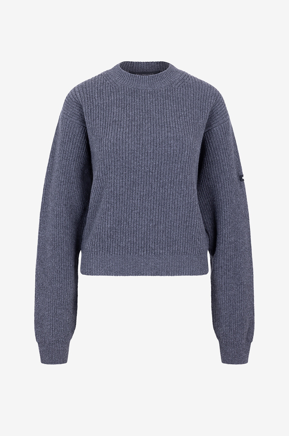 Cropped Rubber Patch ribbed crewneck wool jumper BALENCIAGA Bongenie