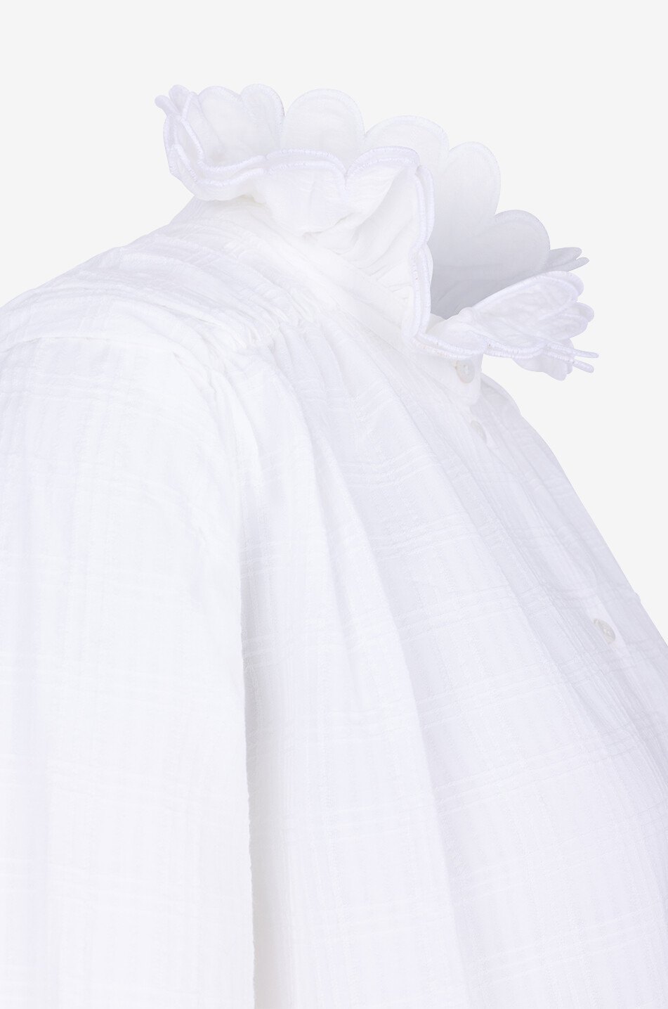 Léonor flower collar textured check shirt