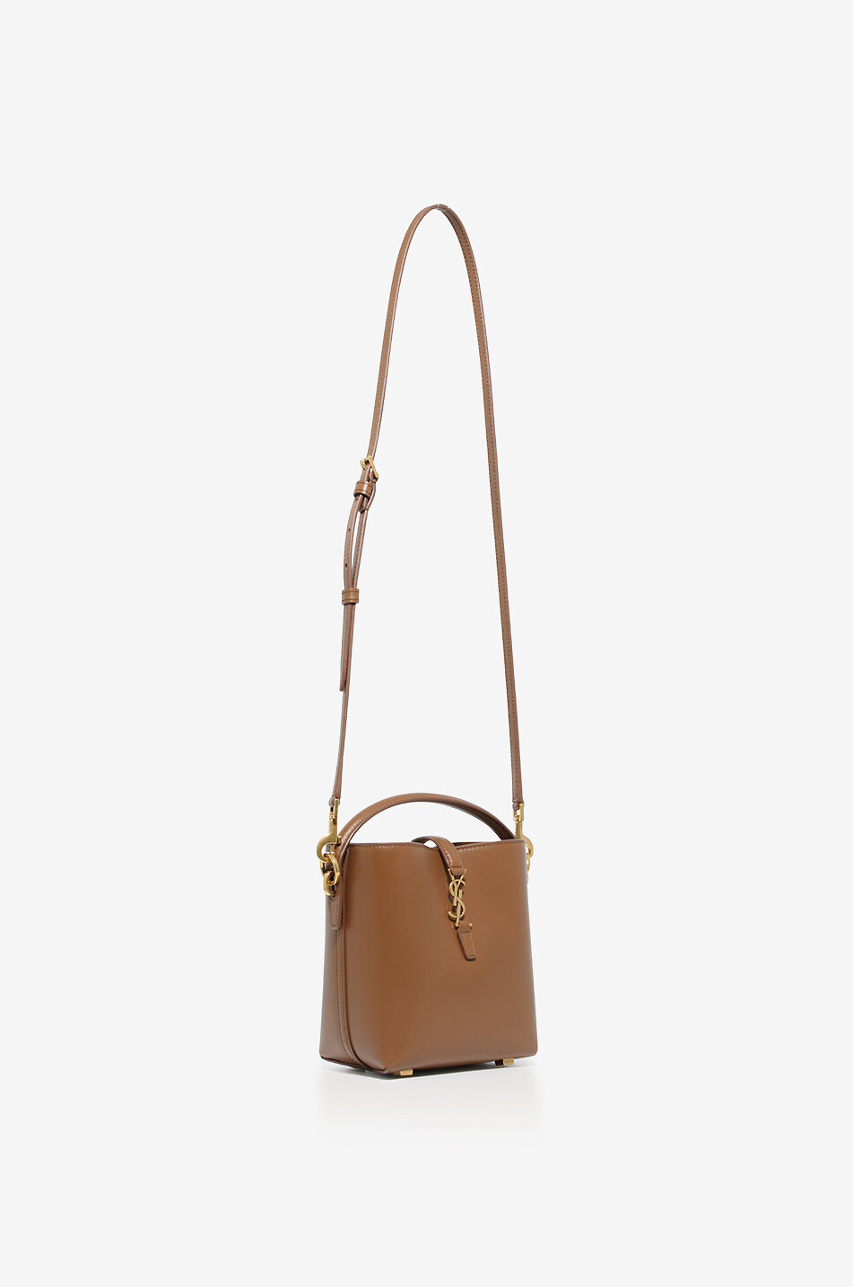 SAINT LAURENT PARIS Mini sac seau en cuir lisse Le 37 Femme MARRON 5