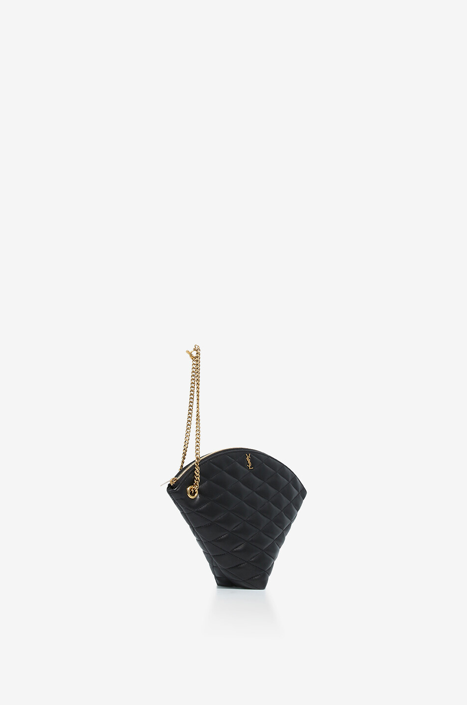 SAINT LAURENT PARIS Dreieckige gesteppte Clutch aus Nappaleder Sade Damen SCHWARZ 2