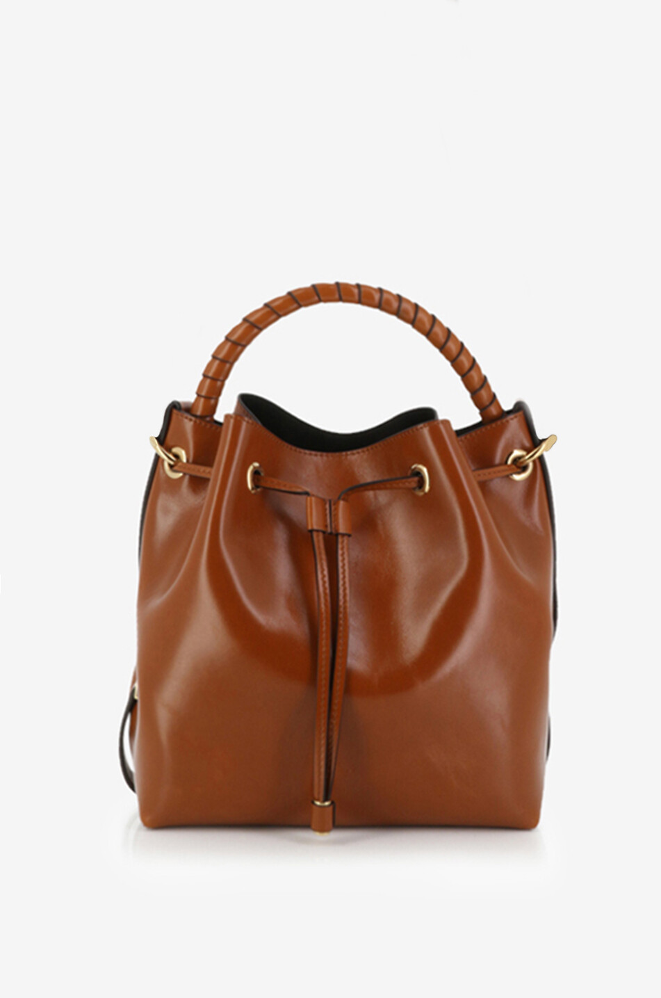 Marcie glossy smooth leather bucket bag