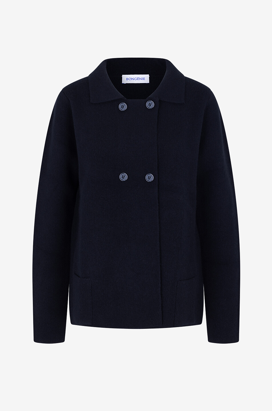Cardigan en cachemire à boutonnage double et col chemise