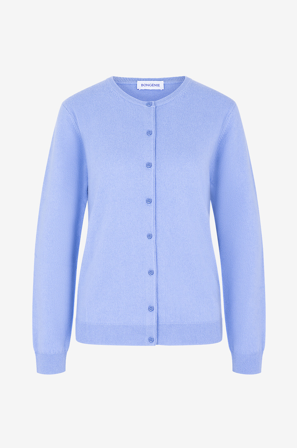 BONGÉNIE Cardigan fin en cachemire à col rond Femme BLEU CLAIR 1