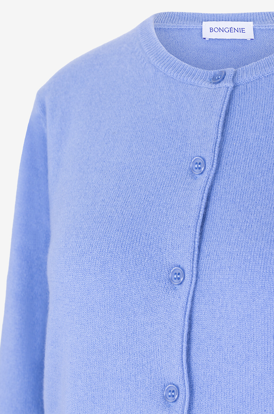 BONGÉNIE Cardigan fin en cachemire à col rond Femme BLEU CLAIR 3