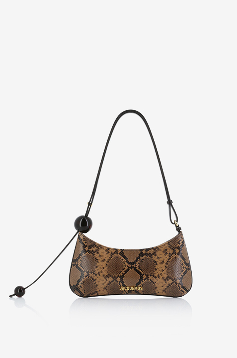 JACQUEMUS Le Bisou Perle python-embossed leather shoulder bag Women LIGHT BROWN 1