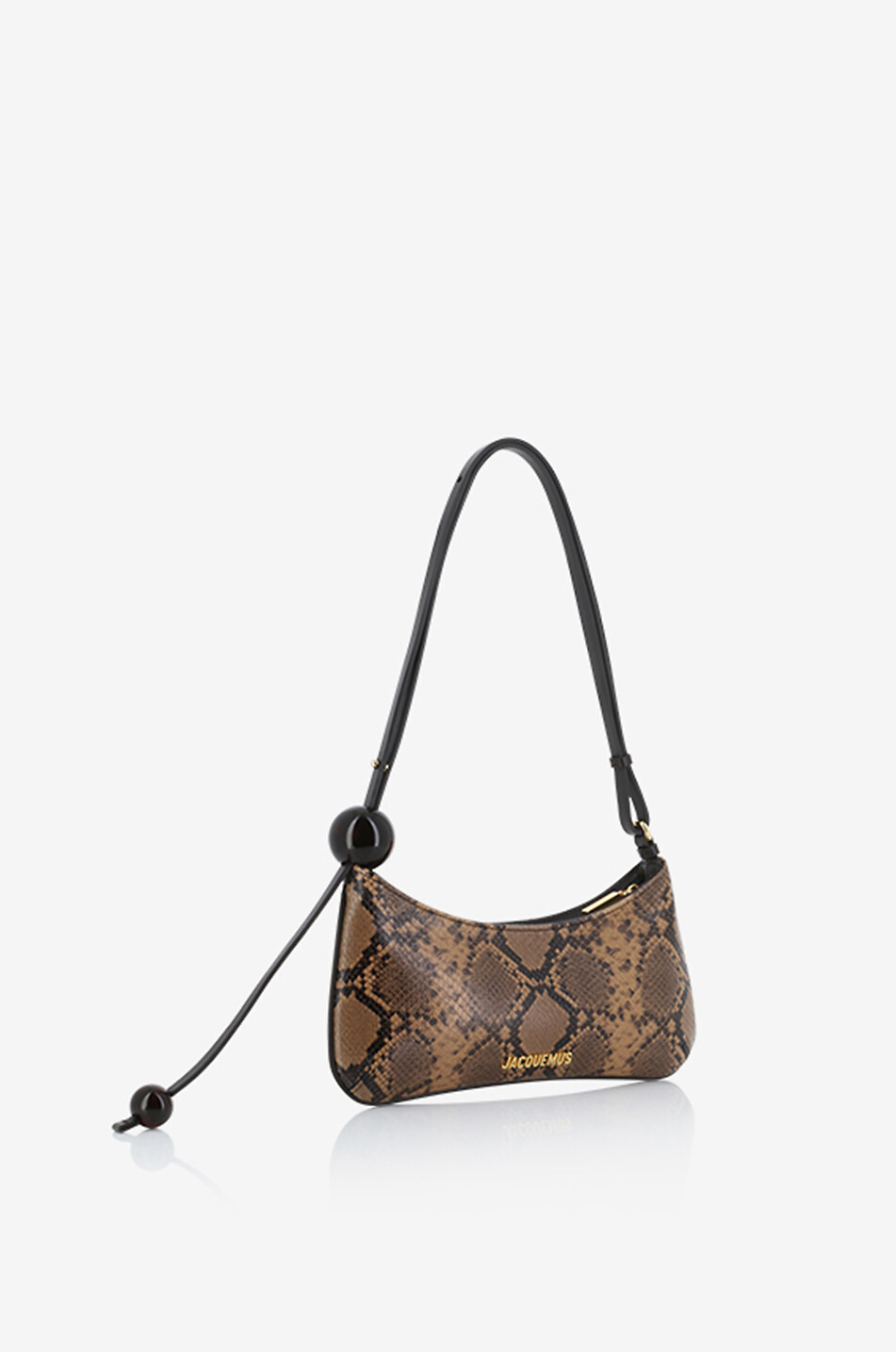JACQUEMUS Le Bisou Perle python-embossed leather shoulder bag Women LIGHT BROWN 2