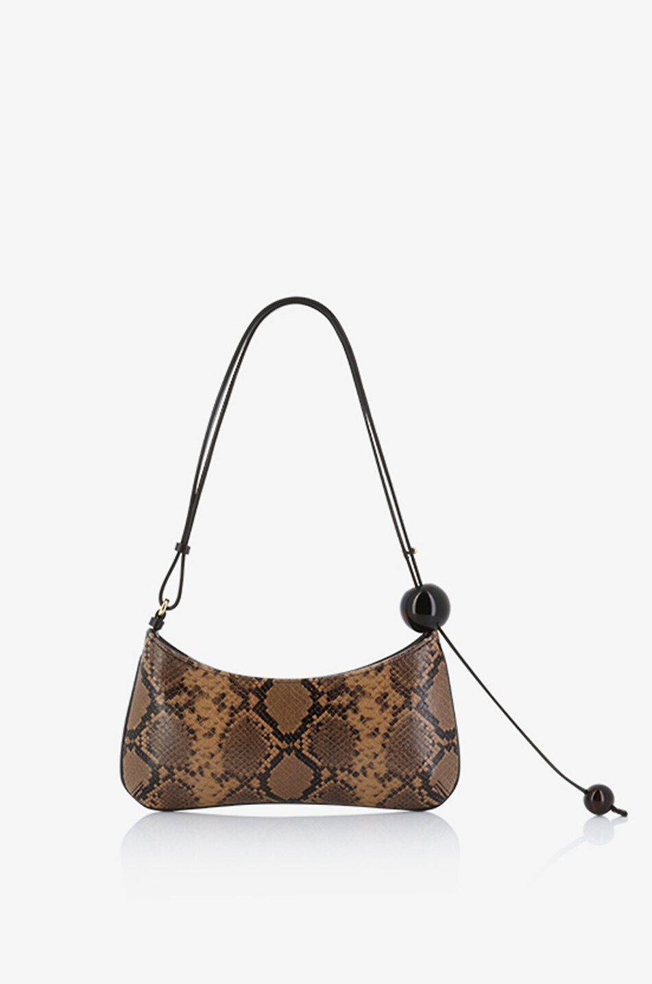 JACQUEMUS Le Bisou Perle python-embossed leather shoulder bag Women LIGHT BROWN 3