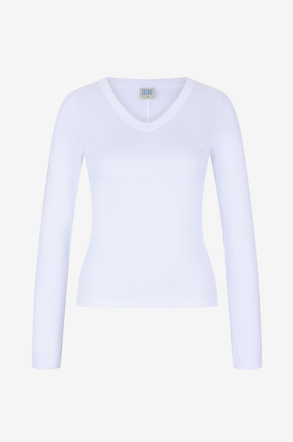 FLORE FLORE T-shirt à manches longues et col V en coton biologique Jill Tee Femme BLANC 1