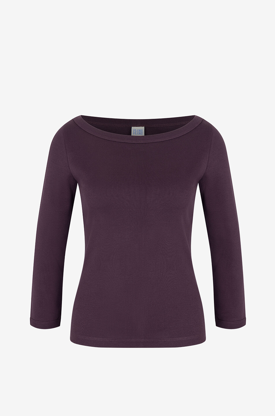 FLORE FLORE Steffi fitted long-sleeved boat-neck T-shirt Women DARK BROWN 1