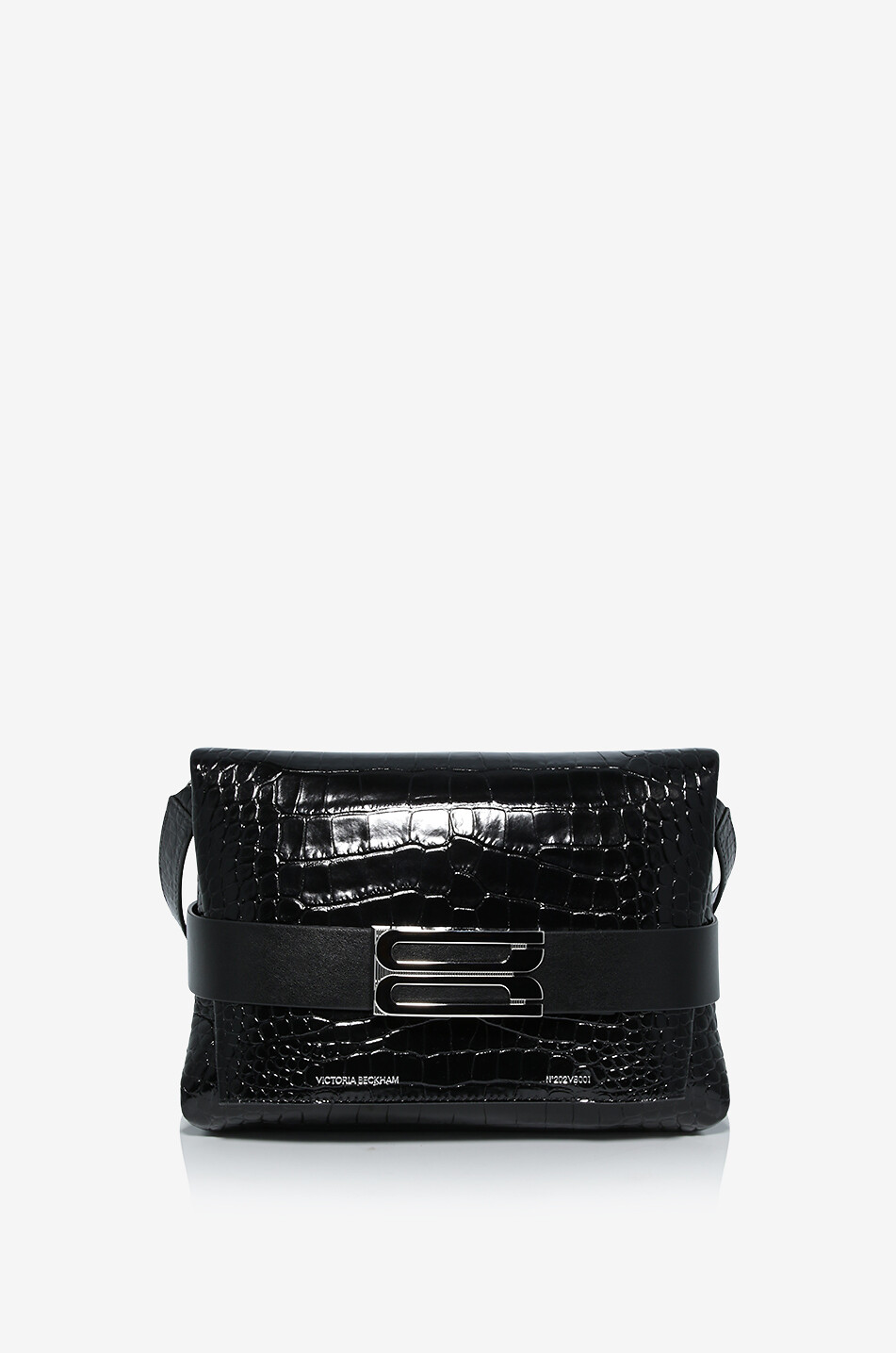 VICTORIA BECKHAM Schultertasche aus Leder in Kroko-Optik Exclusive B Pouch Damen SCHWARZ 1