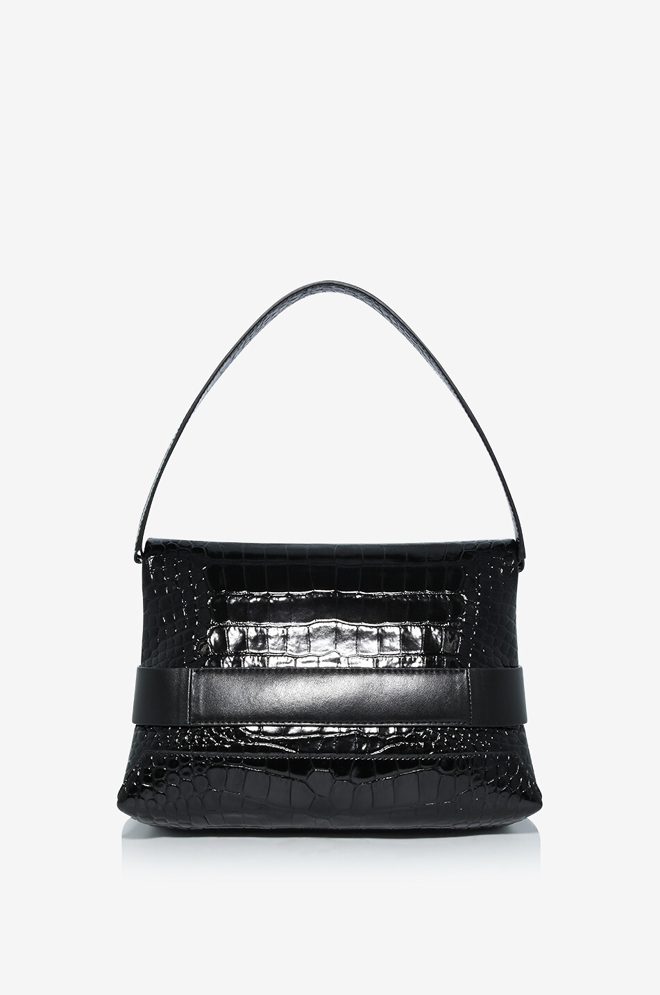 VICTORIA BECKHAM Schultertasche aus Leder in Kroko-Optik Exclusive B Pouch Damen SCHWARZ 3
