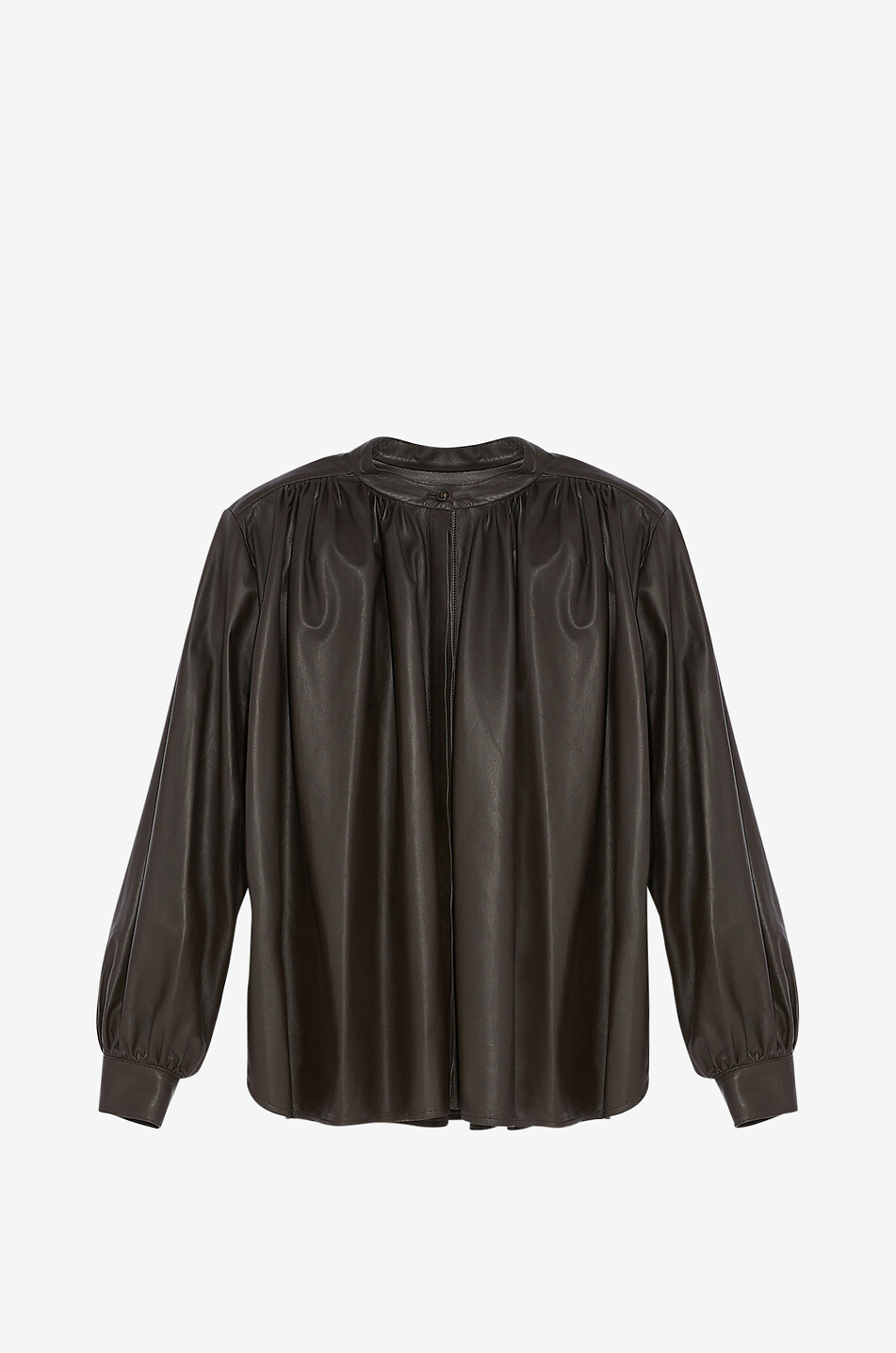 YVES SALOMON Bluse aus Nappaleder mit Mandarinkragen Damen BRAUN 1