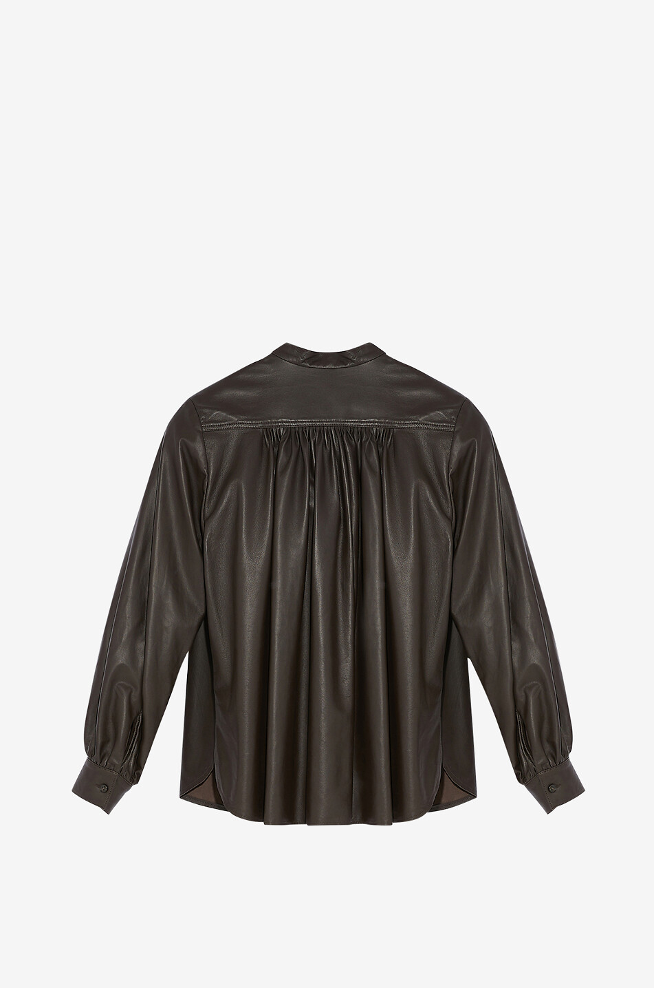YVES SALOMON Bluse aus Nappaleder mit Mandarinkragen Damen BRAUN 2