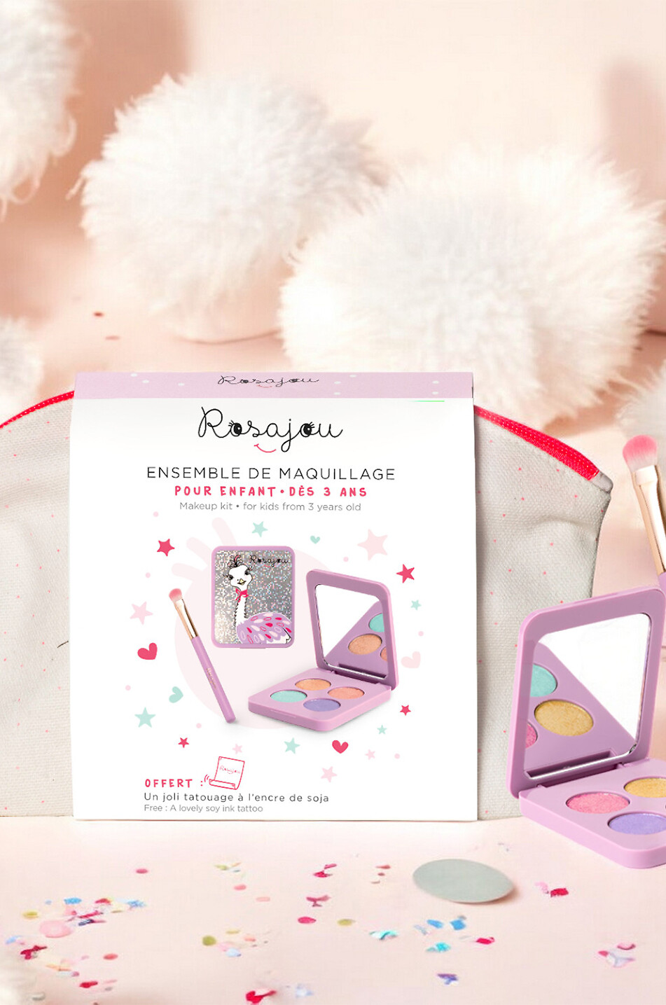ROSAJOU Set Kosmetiktasche für Mädchen - Lidschatten Unisex WEISS 2