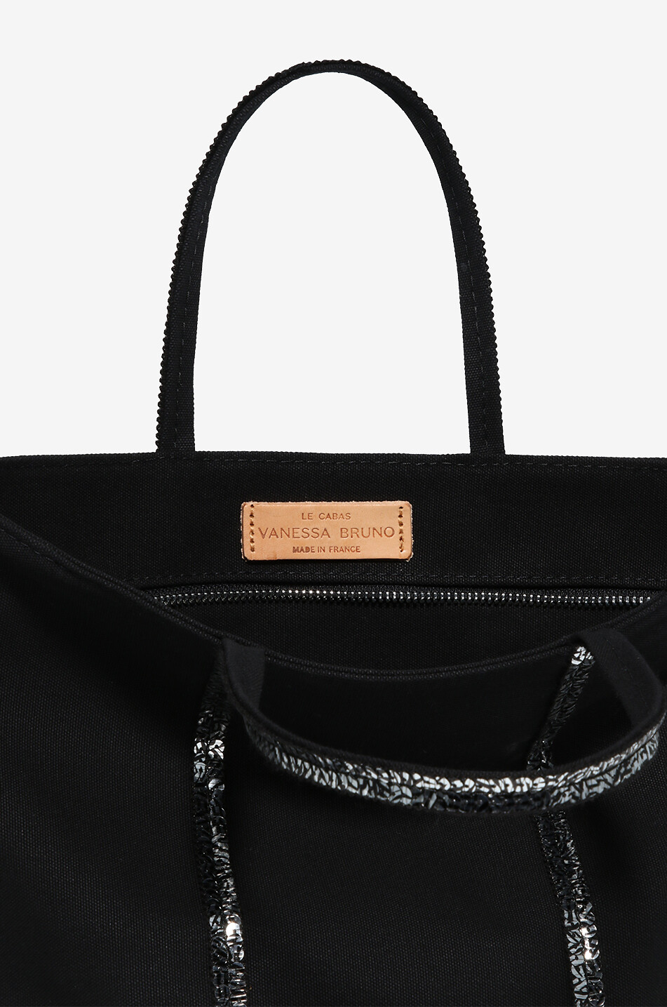 VANESSA BRUNO Sac en toile et sequins Cabas S Femme NOIR 6