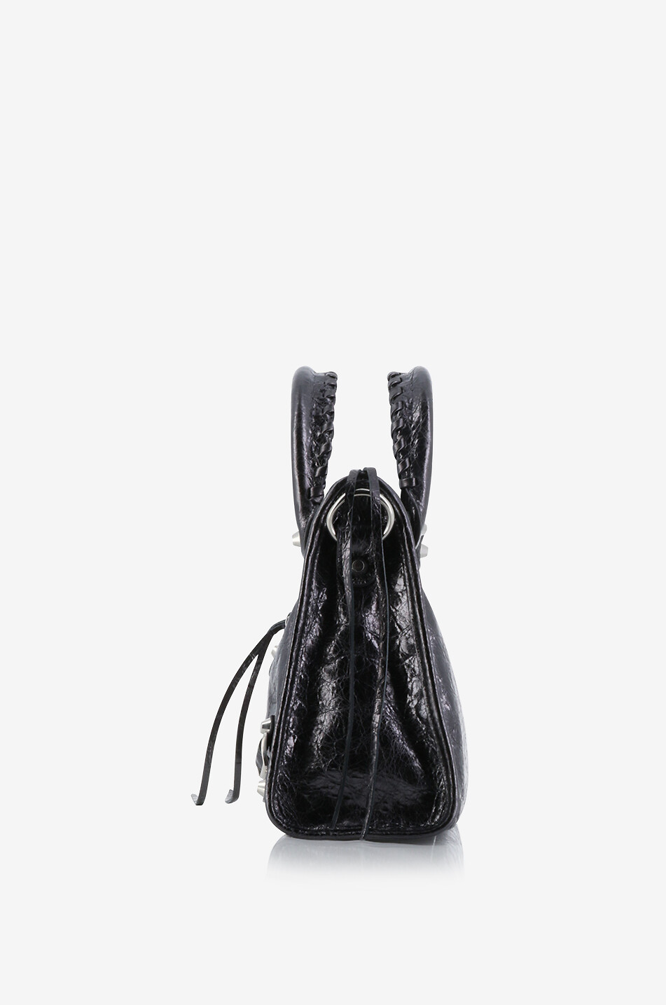 BALENCIAGA Sac à main en cuir aréna métallisé Le City S Femme GRIS 6