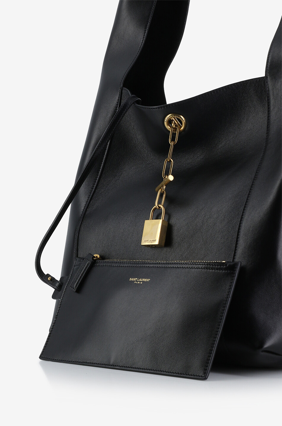 SAINT LAURENT PARIS Tanger nappa leather hobo bag Women BLACK 3
