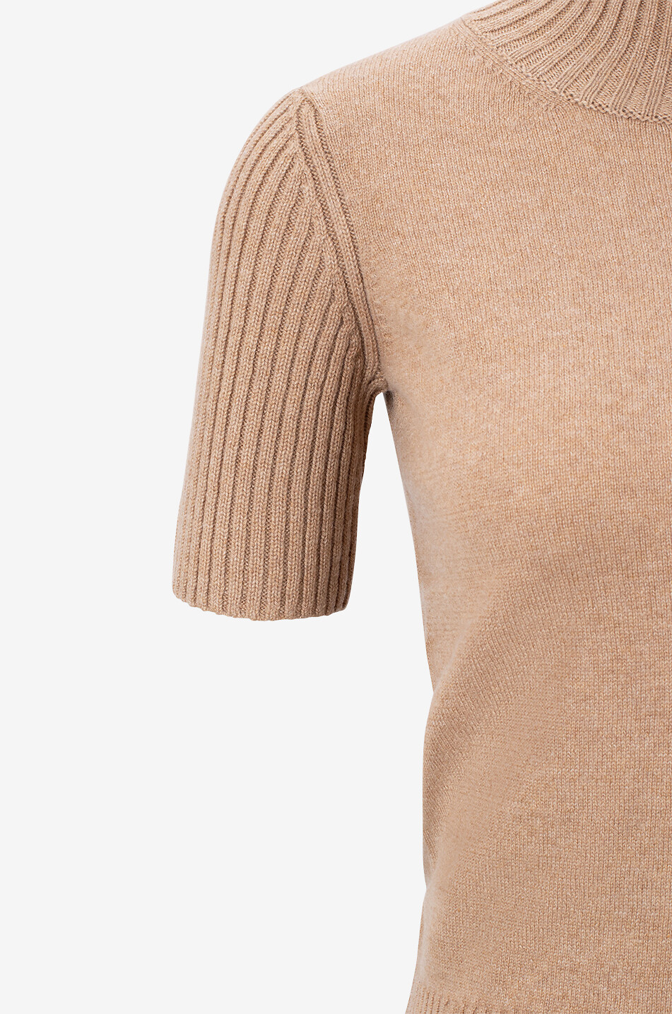 KHAITE Kurzarm-Kaschmir-Feinstrickpullover Cecil Damen BEIGE 3