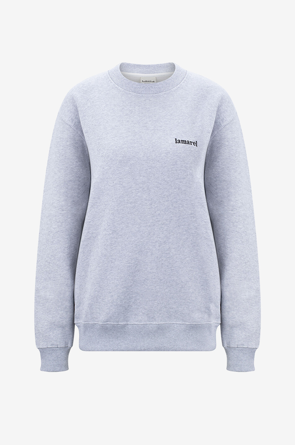 LAMAREL Sweat-shirt à col rond en coton bio brodé logo Femme GRIS CLAIR 1