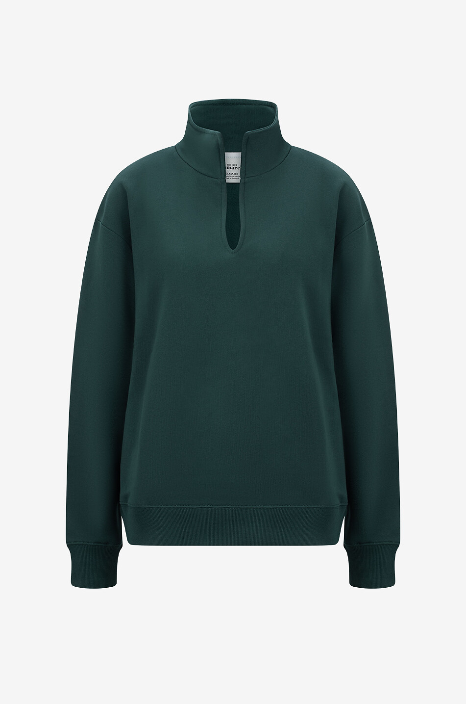 LAMAREL V-Neck organic cotton sweatshirt Women DARK GREEN 1