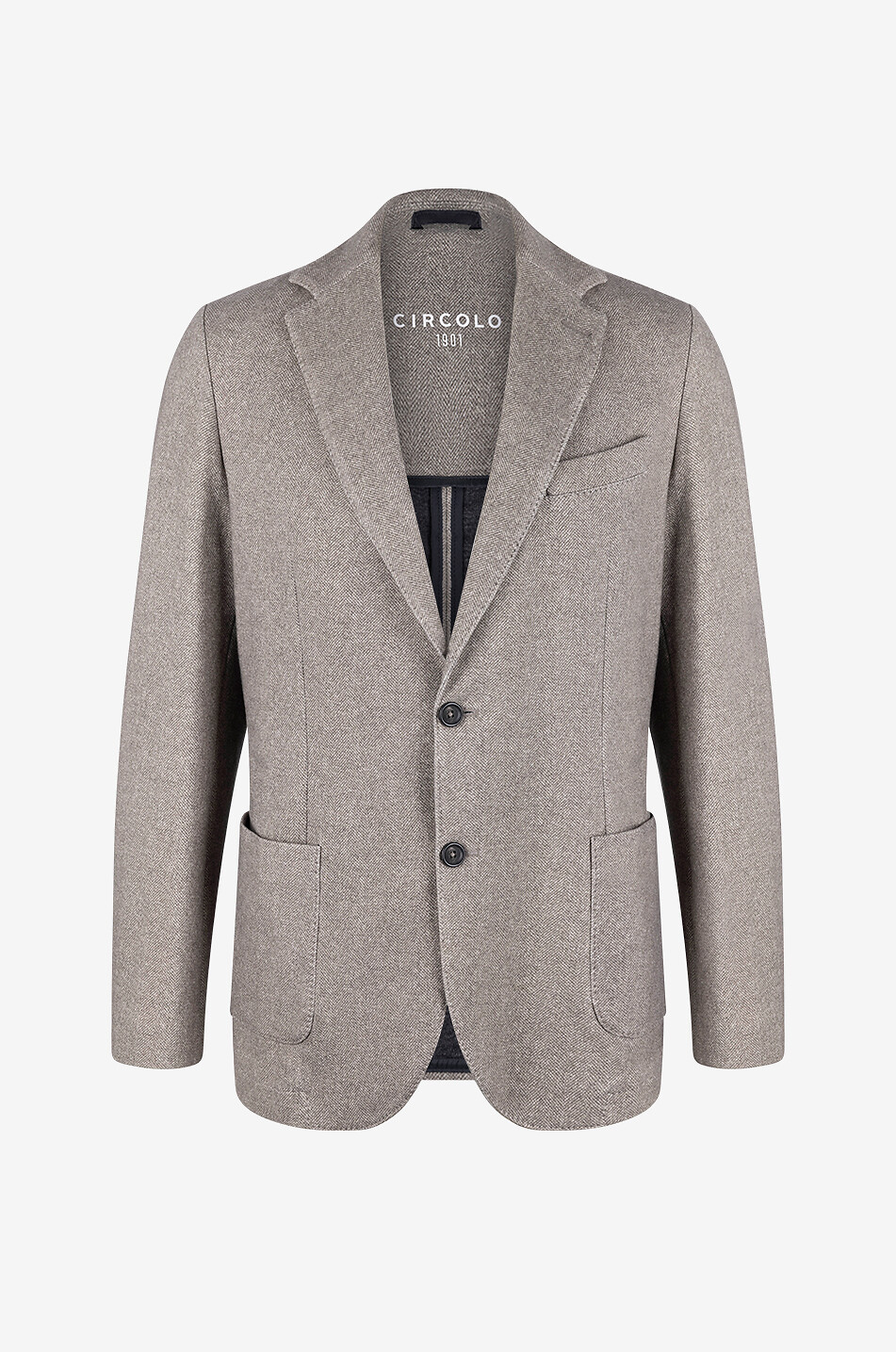 CIRCOLO 1901 Herringbone single-breasted jersey blazer Men BROWN 1