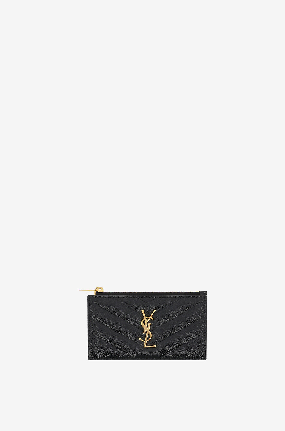 Porte cartes zippe en cuir grain de poudre Cassandre Fragments SAINT LAURENT PARIS Bongenie