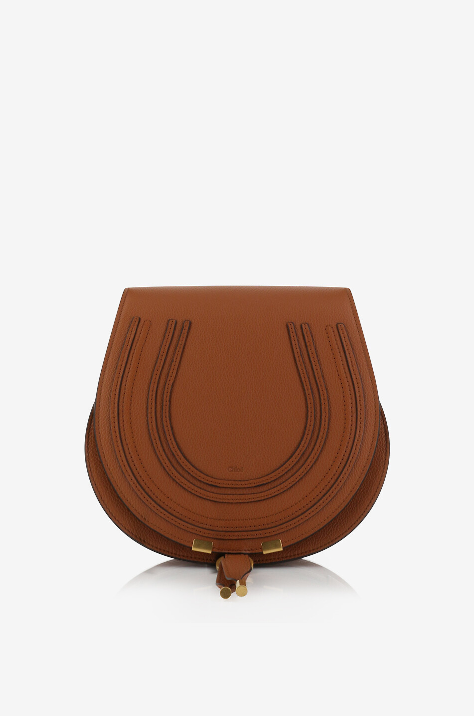 CHLOE Schultertasche aus genarbtem leder Marcie Saddle Damen MITTELBRAUN 1