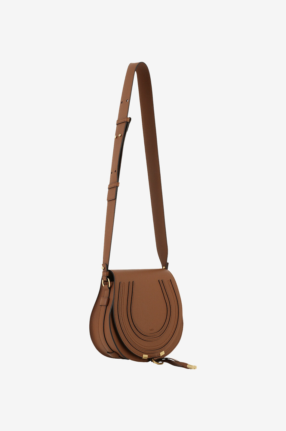 CHLOE Schultertasche aus genarbtem leder Marcie Saddle Damen MITTELBRAUN 2