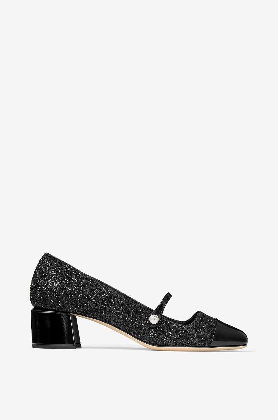 JIMMY CHOO Babies en cuir effet miroir à paillettes Elisa 45 Femme NOIR 1