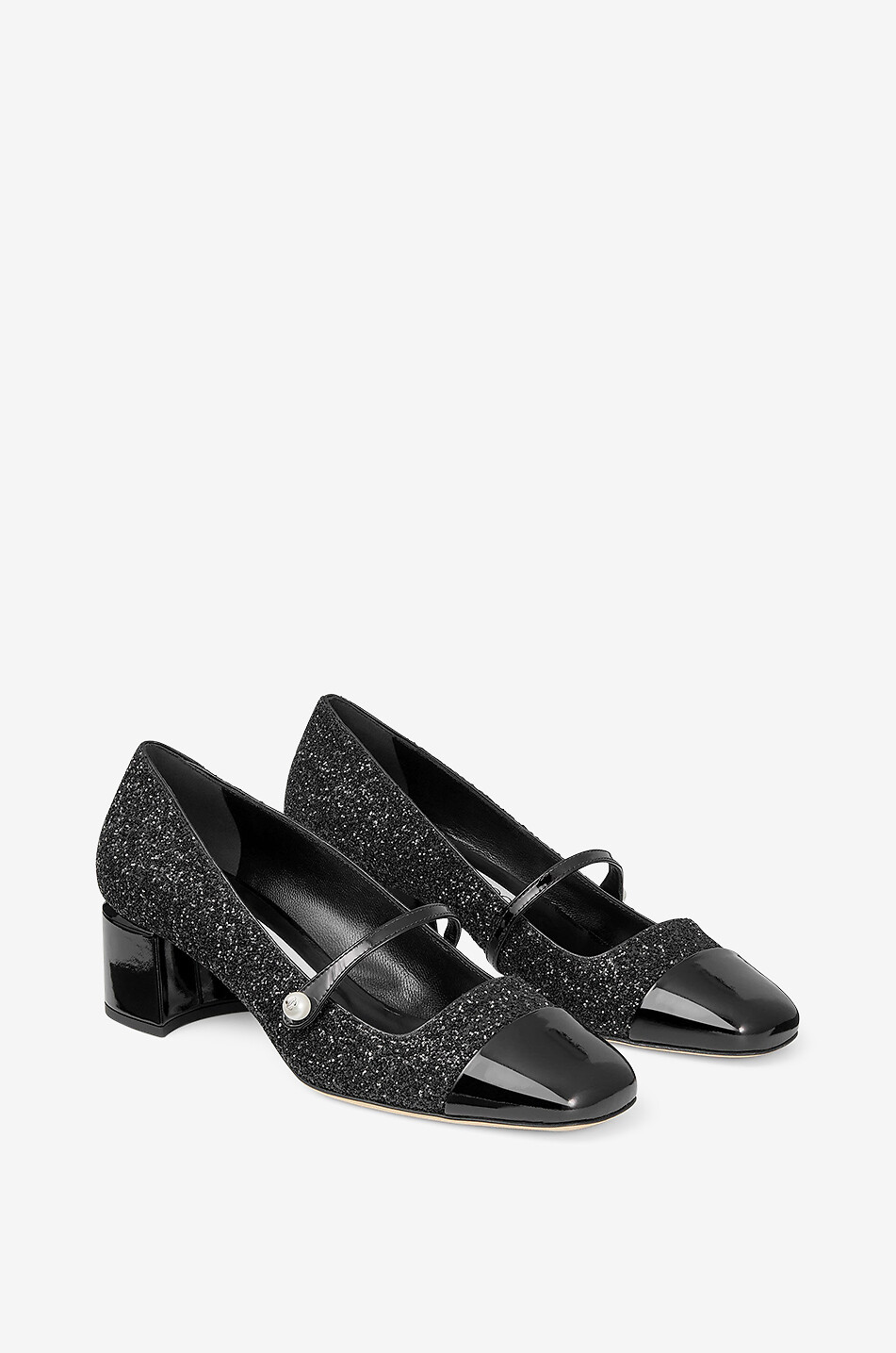 JIMMY CHOO Babies en cuir effet miroir à paillettes Elisa 45 Femme NOIR 2