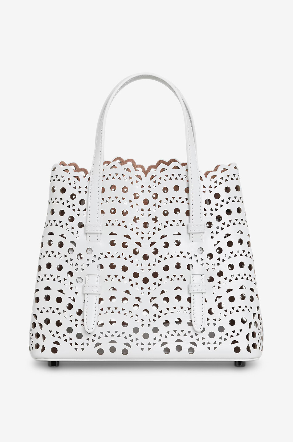 ALAÏA Mina 20 Vienne Vague perforated leather tote bag Women WHITE 1