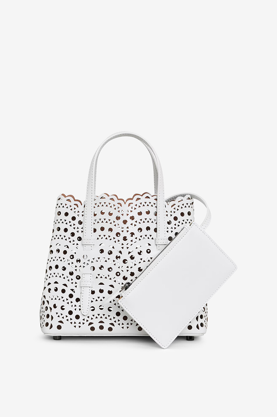 ALAÏA Mina 20 Vienne Vague perforated leather tote bag Women WHITE 3