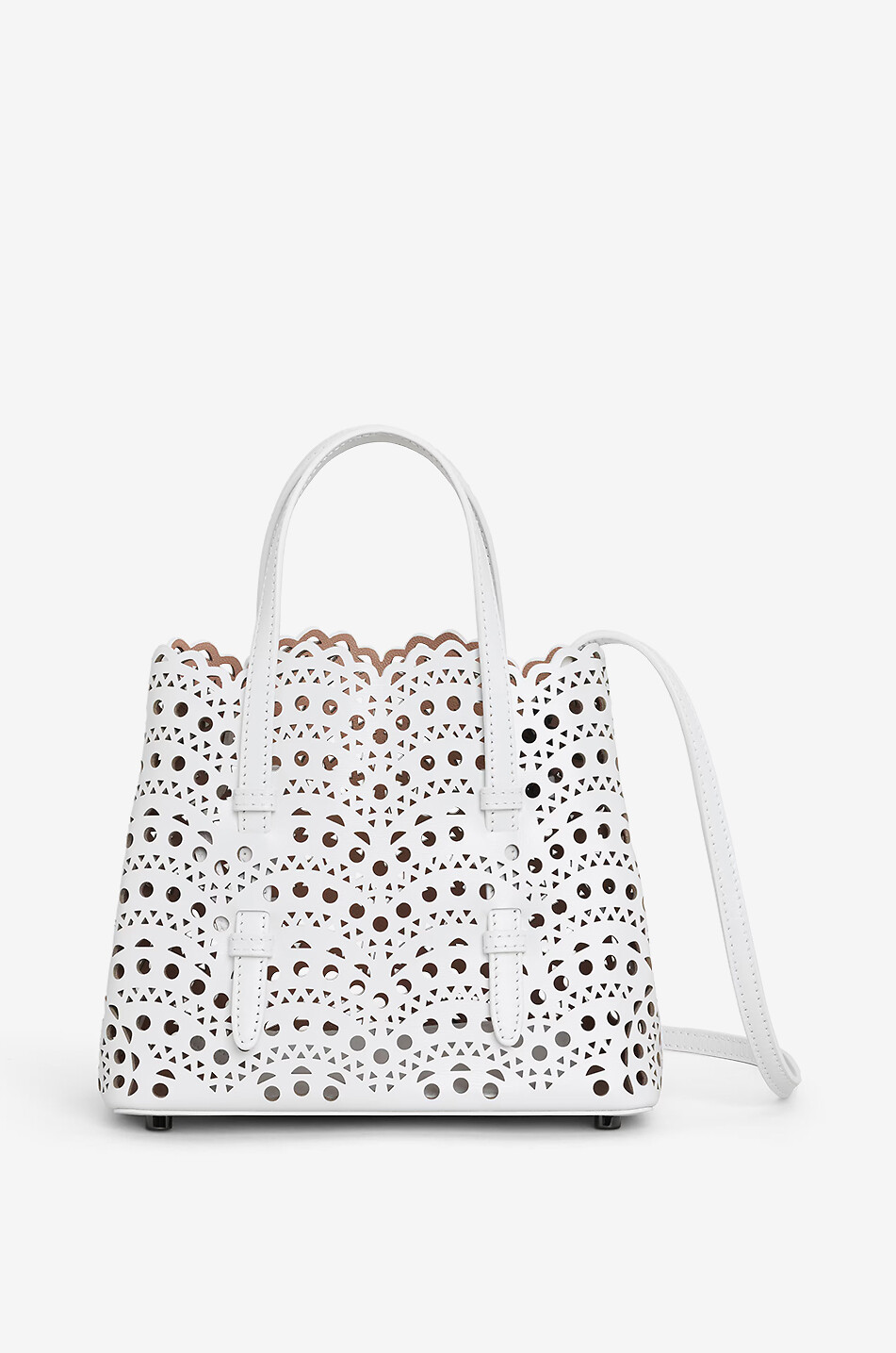 ALAÏA Mina 20 Vienne Vague perforated leather tote bag Women WHITE 4