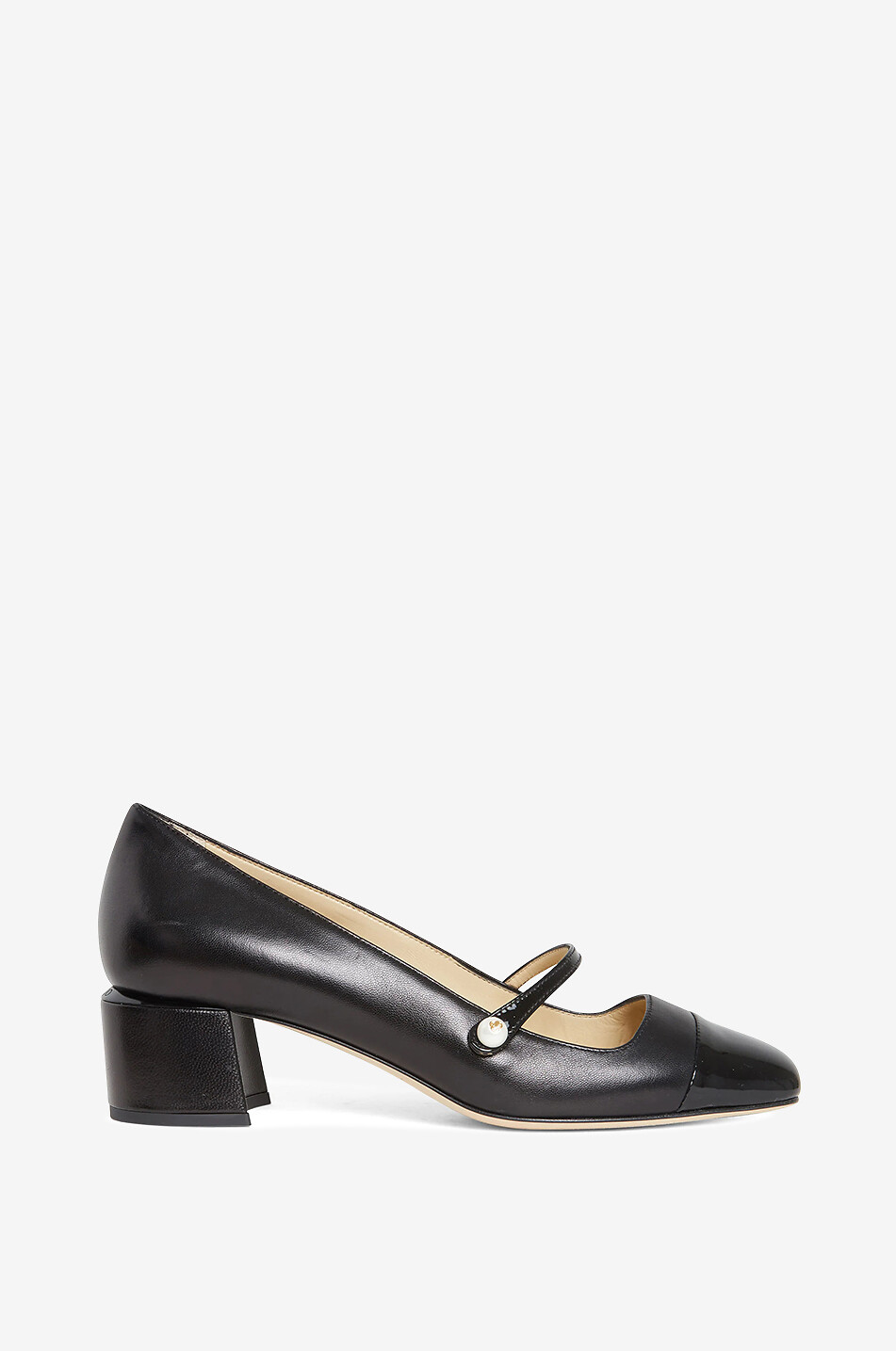 JIMMY CHOO Babies en cuir lisse et verrni à talon carré Elisa 45 Femme NOIR 1