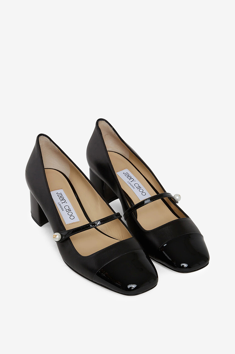 JIMMY CHOO Babies en cuir lisse et verrni à talon carré Elisa 45 Femme NOIR 2