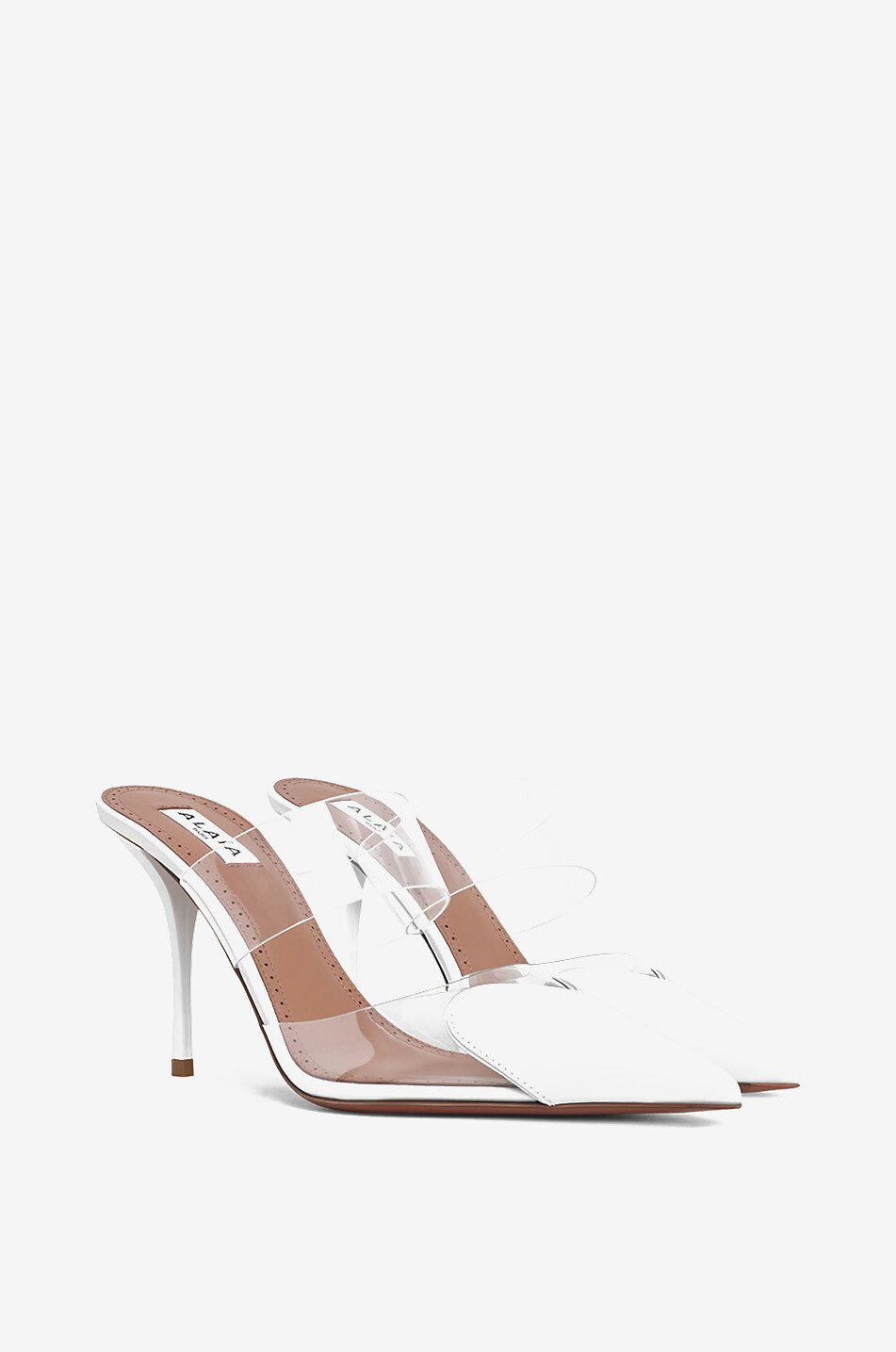 ALAÏA Le Coeur 90 semi-clear heeled mules Women WHITE 1