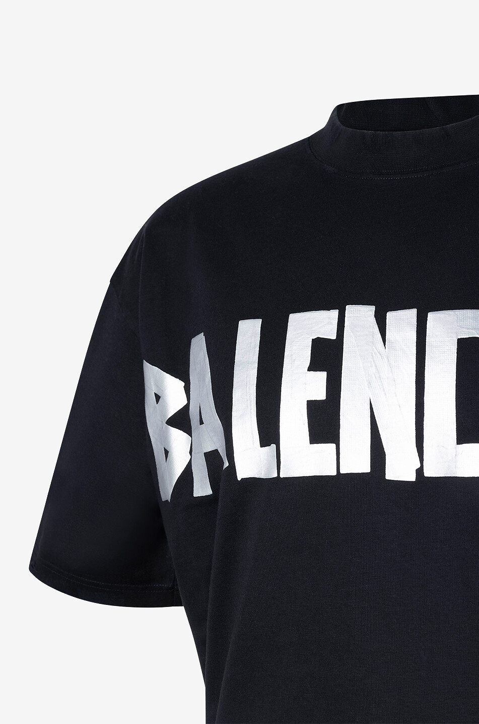 BALENCIAGA New Tape Type Fit Medium printed distressed T-shirt Men BLACK 3