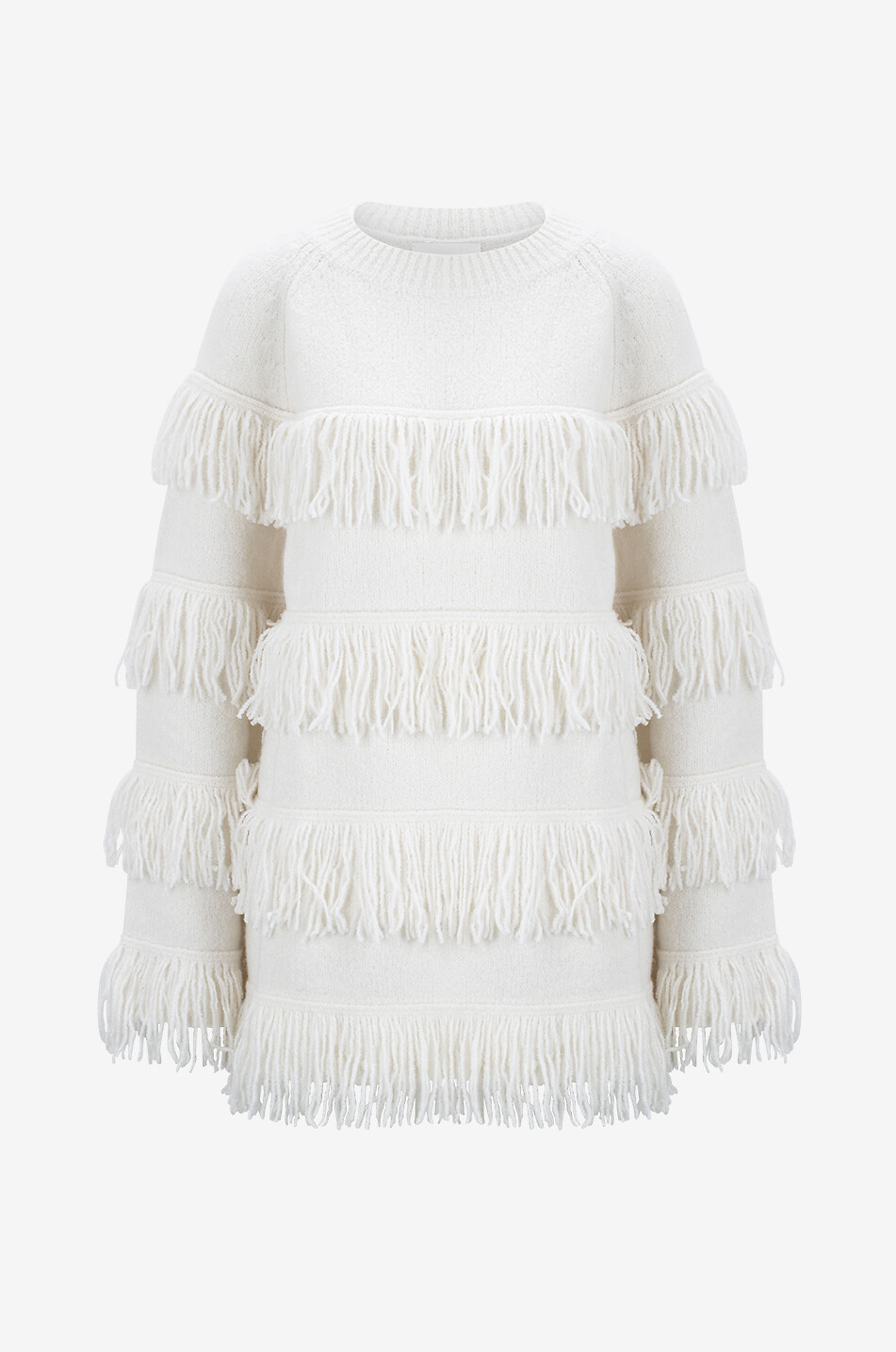 LISA YANG Gefranster Pullover mit Rundhalsausschnitt aus Kaschmir Agneta Damen Hellbeige 1