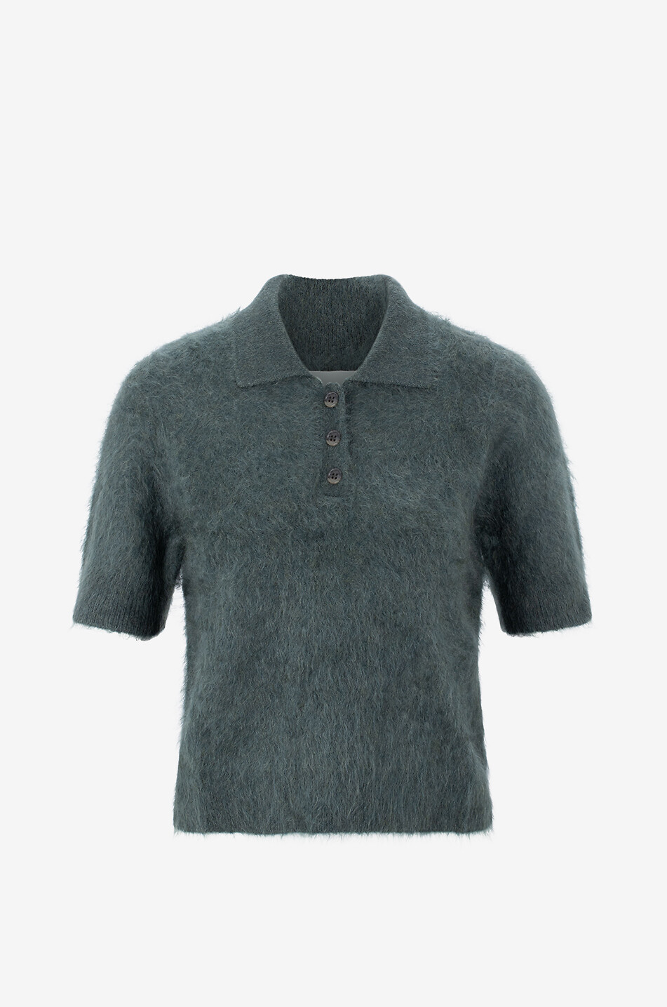 LISA YANG Carolyn fluffy cashmere knit polo shirt Women DARK GREEN 1