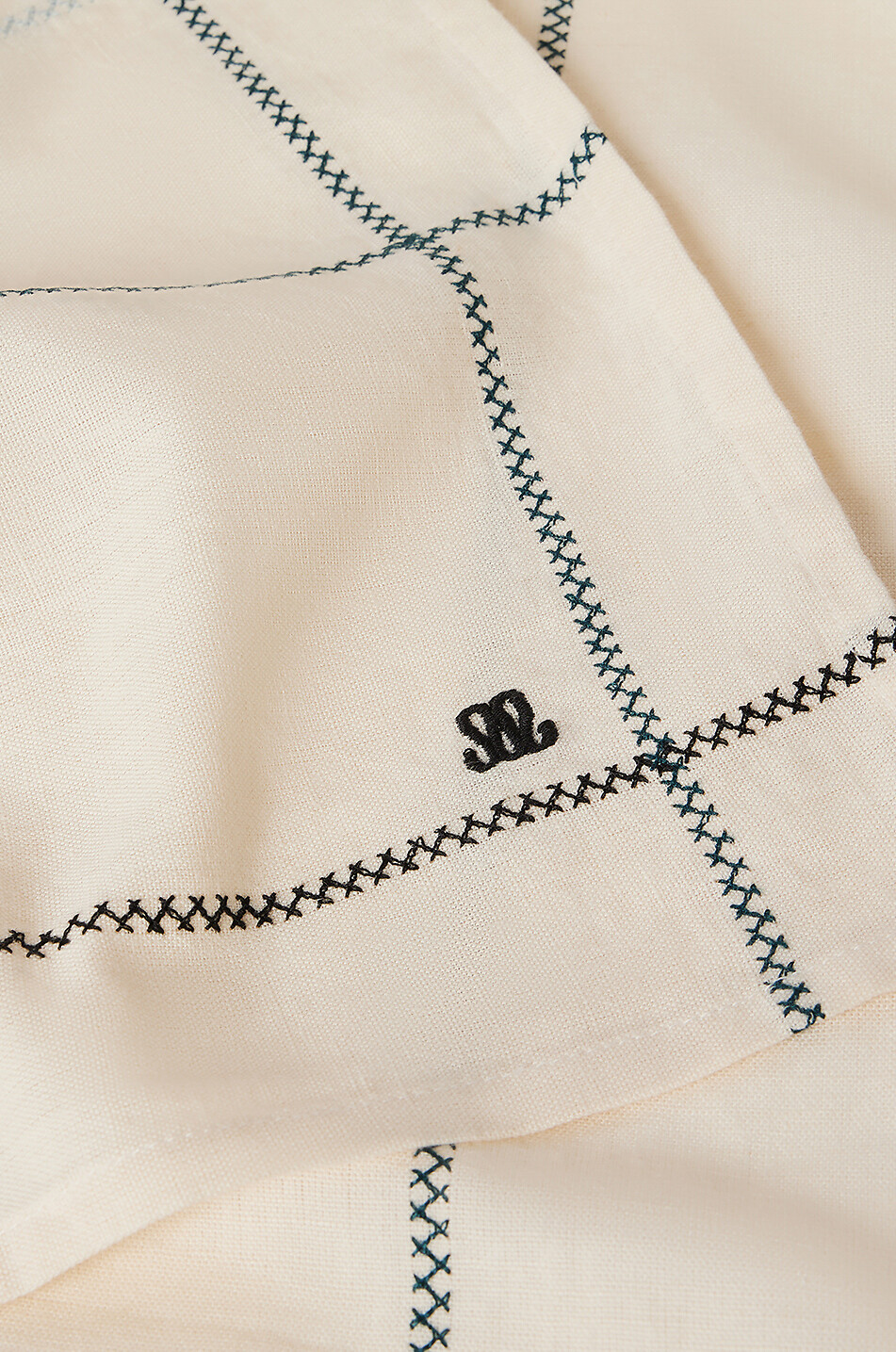 MAISON SARAH LAVOINE Nappe rectangulaire brodée Libra - Petit Modèle Maison BLEU 2