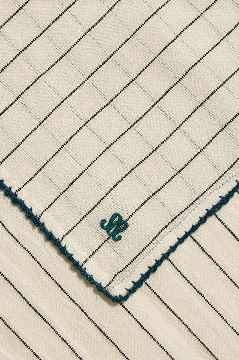MAISON SARAH LAVOINE Serviette de table en lin et coton Volute Maison BLEU 3